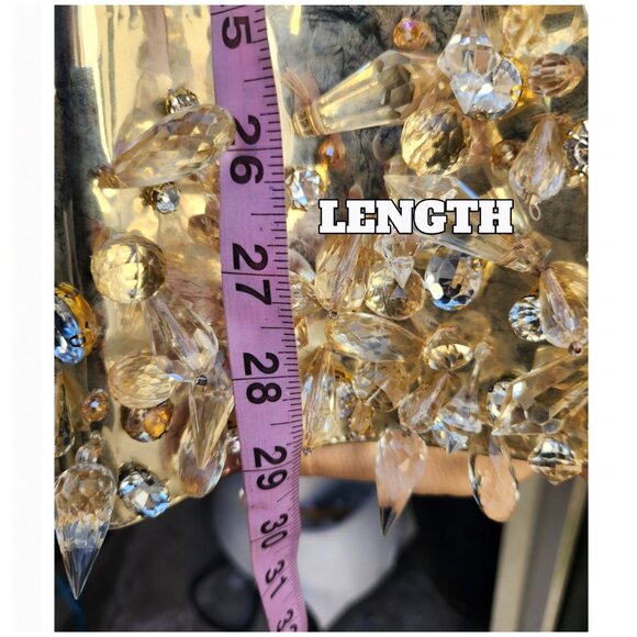 LENA BERISHA Metallic Gold Corset Couture Dress with Gemstone Detail - Picture 12 of 14